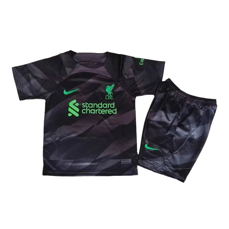 4e227a1116 23-24 Kids Liverpool Goalkeeper Kit(Jersey+Shorts) Black – Bild 1