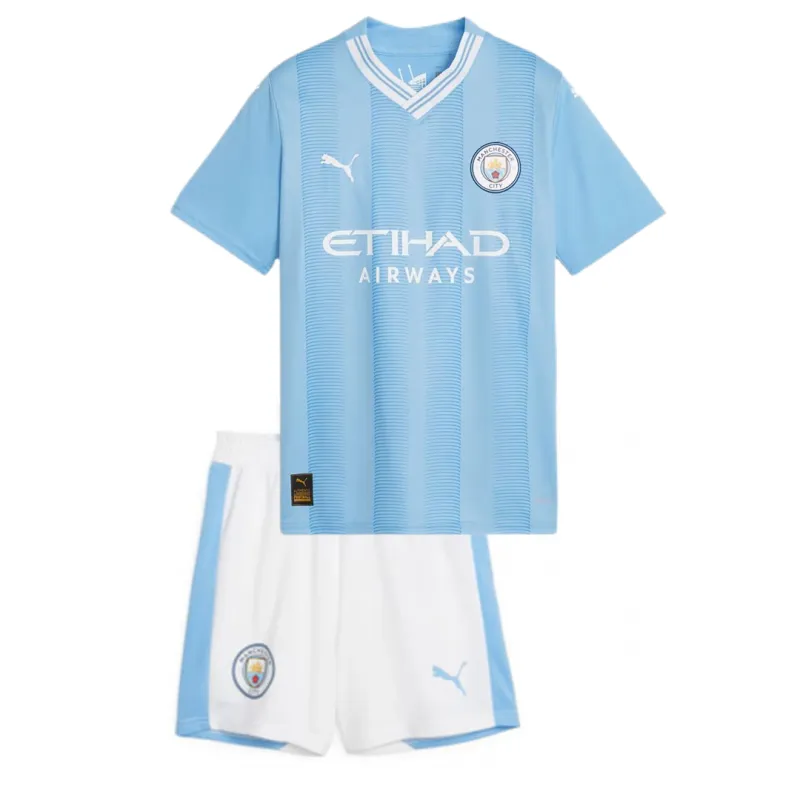 6185c2b952 2023/24 Kids Manchester City Home Jersey Kit – Bild 1