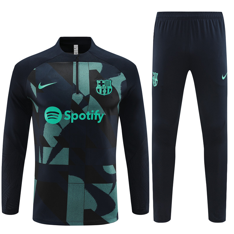 7145622466 23-24 Barcelona Adults And Kids Training Suits Black&Green Tracksuits Jerseys - Image 1