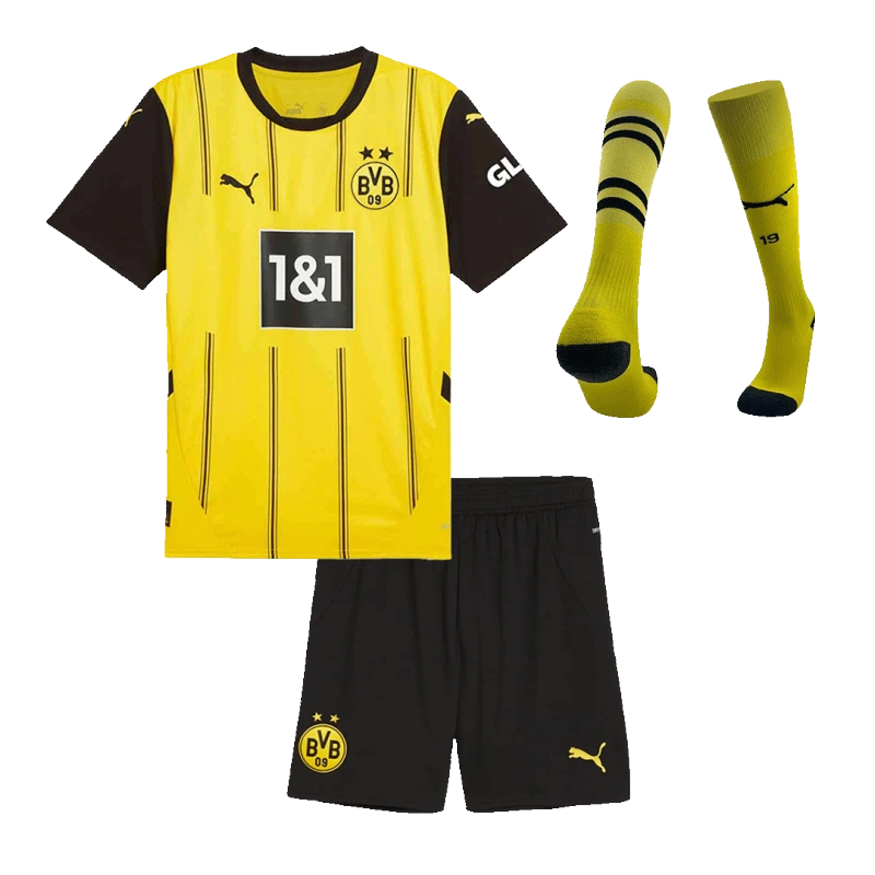 cf21919557 Kids Borussia Dortmund Custom Home Full Soccer Kits 2024-25 - Image 1