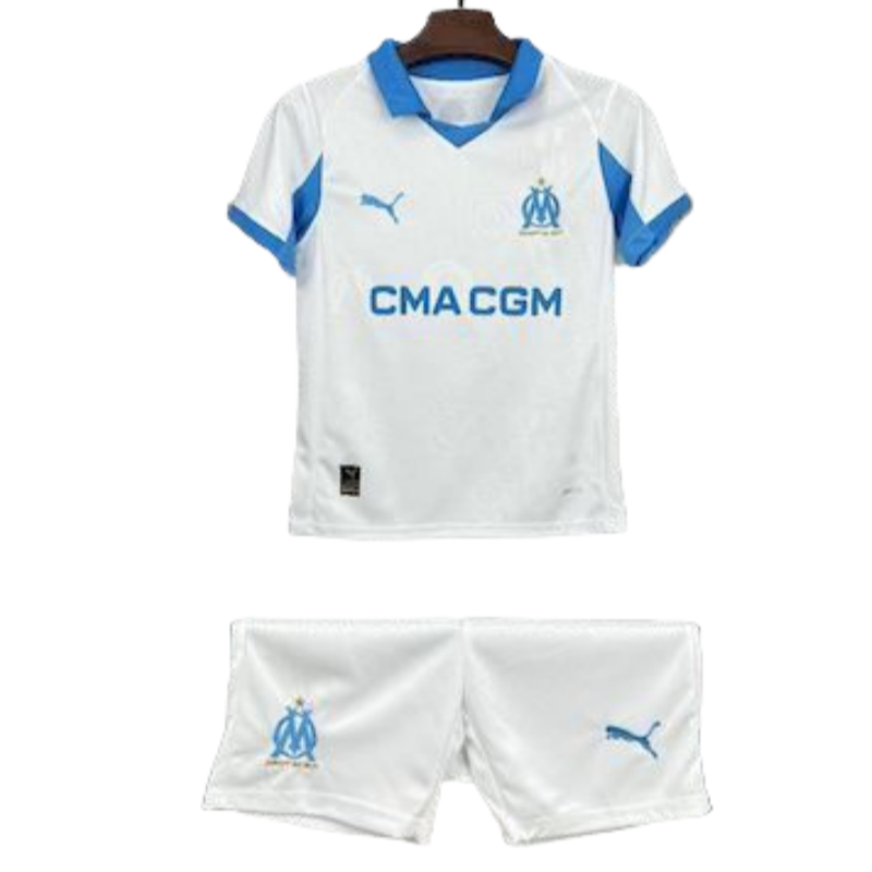 ea3a87be-9 25-26 Marseille Home Kids Football jersey kit 2025-26 Fan version - Image 1