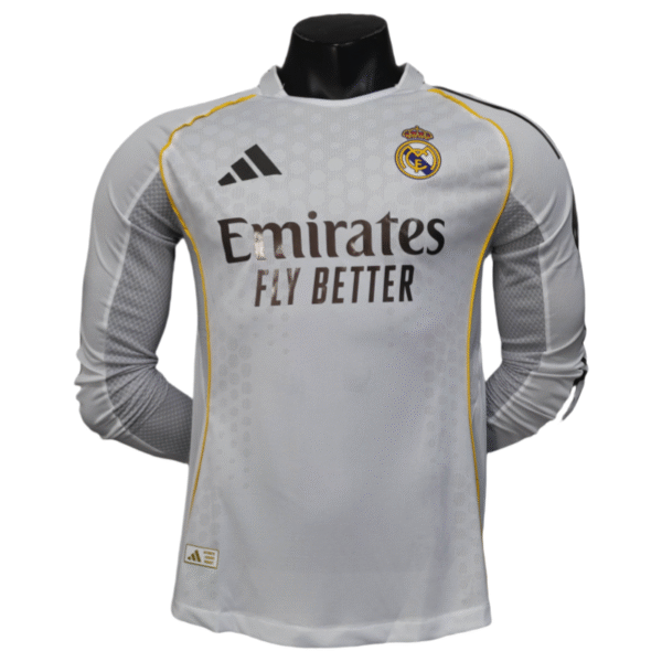 Real Madrid Home Soccer Jersey Player Version Shirt Long Sleeve 25-26